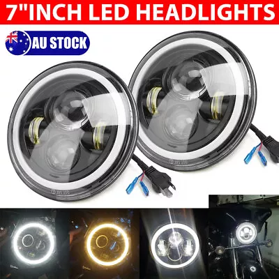 2X 7 Inch LED Headlights Headlamp DRL Hi/Lo Beam Turn Light For GQ PATROL JEEP • $43.59