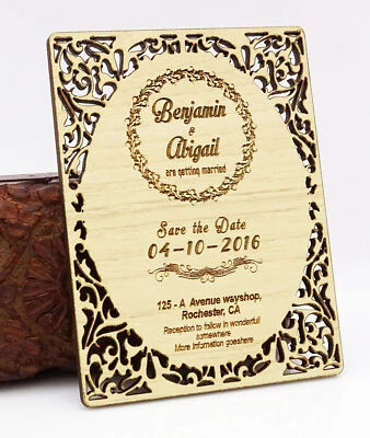 20 Save The Date Wooden Magnet Custom Engraved Wooden Magnet Rustic-A2a • $81.39