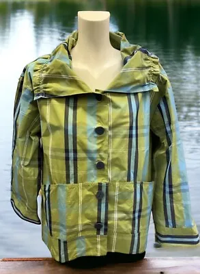 Liv By Habitat Blue/green/white Plaid Rain Windbreaker Jacket Medium  • $50