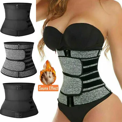 Women Waist Trainer Cincher Trimmer Sweat Belt Fitness Shapewear Gym Body Shaper • £14.79