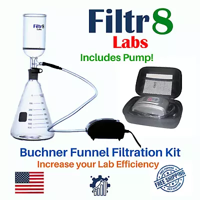 Fast And Hands-Free Lab Filtration | Filtr8 Buchner Funnel Flask Kit With Pump • $109.99