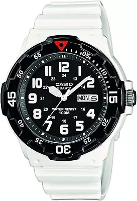 Casio Quartz Analog MRW-200H Men's Watch White Resin Band Black Dial • £22