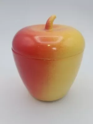 Vintage Hazel Atlas Red Yellow Milk Glass Apple Lidded Sugar Bowl Jam Jelly Jar • $16