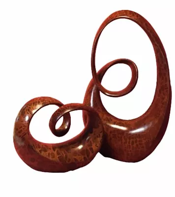 Polystone Swirl Abstract Sculpture Mid Modern Decor In Faux Wood Finish Pair • $70