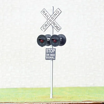1 X O Scale Railroad Crossing Signals LED Made 4 Target Faces Silver  • $4.99