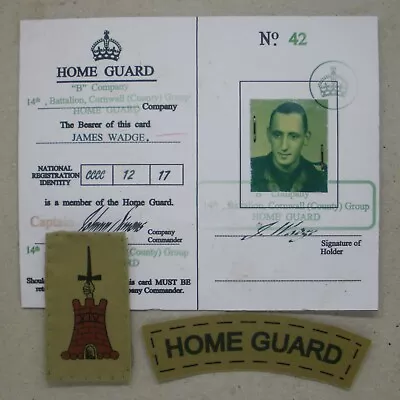 WW2 Cornwall Home Guard Soldier's Document And Badges • £24