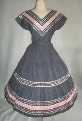 1950's VINTAGE Full Circle Pin Up MEXICAN FIESTA Wedding Dress MINT B40 • $249.99