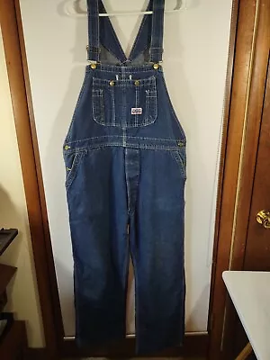 Big Smith Bib Overalls Men's 42x 28 Blue Cotton Denim/Carpenter/Work/Farm #5768 • $24