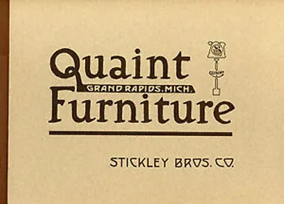 $25 • Buy 1912 Stickley Brothers Quaint Furniture Catalog - New, Direct From Publisher