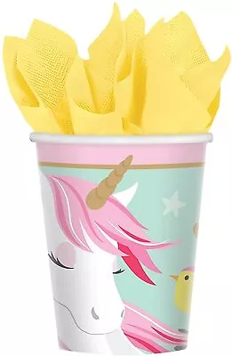 16 X Magical Unicorn Paper Cups 266ml Party Tableware Supplies • £5.95