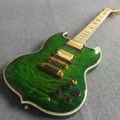 High Quality Electric GuitarSolid MahoganyGreen Burst ColorMaple Finger Board • $320.39