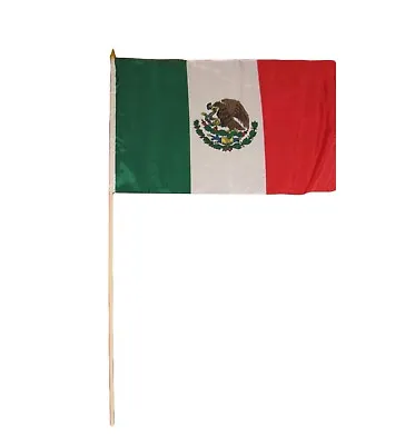 12x18 12 X18  Wholesale Lot Of 6 Mexico Mexican Stick Flag Wood Staff • $17.76