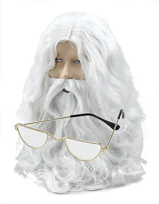 £16.53 • Buy Santa Claus Father Christmas Wig, Beard, Moustache, Half Moon Glasses Costume