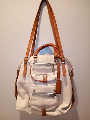 Gryson Leather Ivory Satchel Tote Bag Made In Italy • $69.99