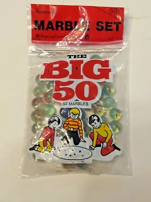 Vintage (The Big 50) 50 Marbles In A Sealed Bag No. 7568 1974 • $10