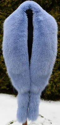 100% Real Levander Blue Fox Fur Massive 90  Shoulder Wrap Boa Stole Scarf • $308.84