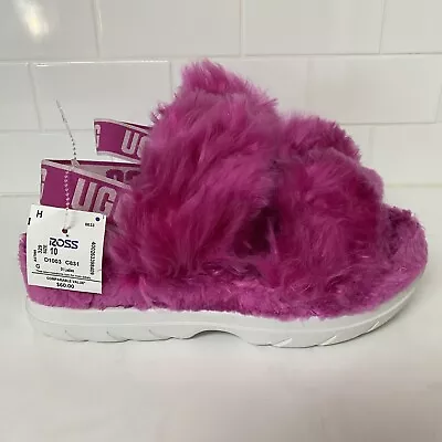 Ugg Fluff Sugar Sandal Women Size 10 Us Dragon Fruit Faux Fur Slingback Platform • $44.10