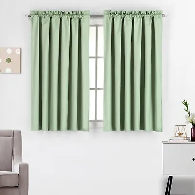 2 PC Thermal Insulated 100% Blackout Rod Pocket Window Curtain Panel Drapes Set • $21.99