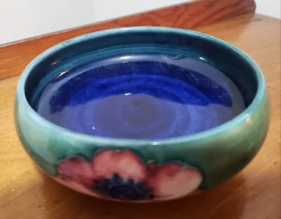 Vintage Moorcroft Pottery Anemone Small Bowl Green And Cobalt  • $59.86