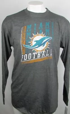 Miami Dolphins  NFL Majestic Mens Big & Tall  Charcoal L/S 2-Hit Screen Tee • $19.99