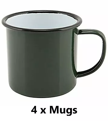 4 X Falcon Enamel Mug 1/2pt/0.28lt Green - Green Enamel 4 X 547grn • £19.95