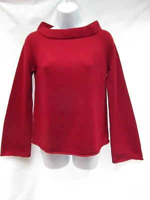 Loft Red Knit Sweater Sz M Boat Neck Rolled Bell Sleeve Rabbit Fur Angora MINT • $23.99