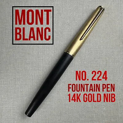 Vintage Montblanc 224 Fountain Pen Matte Wood Grain With 14K Nib And Gold Cap • $165