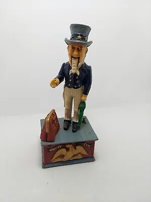 Vintage Uncle Sam METAL Mechanical Coin Piggy Bank Cast Iron Tested Works Great • $39.95