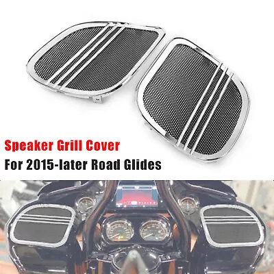 Chrome Tri-Line Speaker Grills Cover Trim Fit For Harley Road Glide 2015-2023 US • $18.03