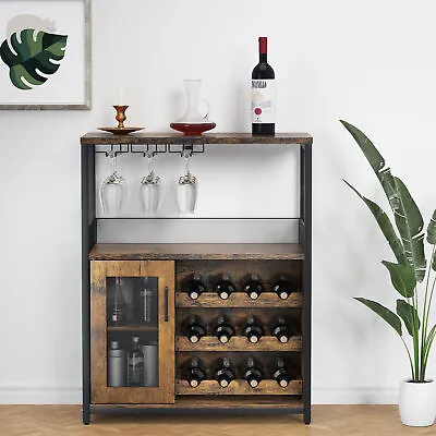 Wine Bar Cabinet Wine Liquor Storage Display Rack Home Kitchen Buffet Cabinet US • $92.99