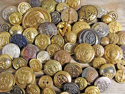 Vintage Military Navy Buttons All Anchors Variety Mix Some Sets Total Lot Of 67 • $15