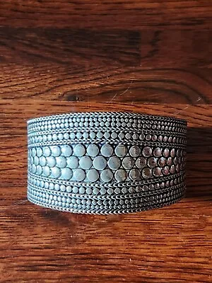 Vintage Cuff Bracelet Silvertone Bohemian Hippie 80s Jewelry • $19.99