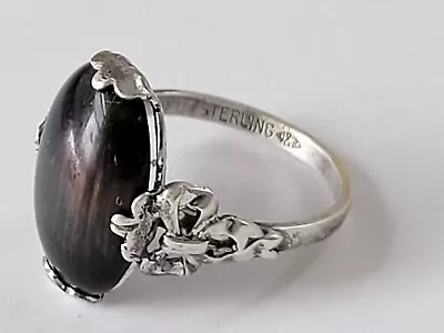 Vintage Sterling Silver 925 Unique Brown-Black Marble Stone Ring Size 7 • $59.99