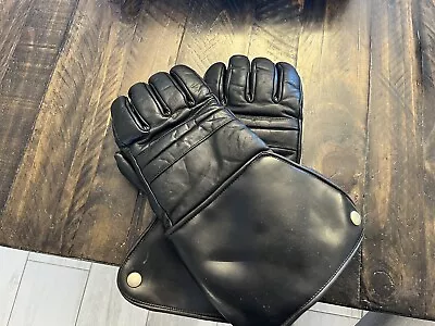 Vintage Black Gauntlet Motorcycle Gloves L • $40