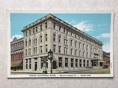 A2113 Postcard Union Bank Building Hotel Marble Hall Mt Carmel PA Pennsylvania • $4.99