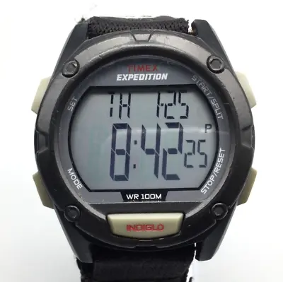 Timex Expedition Digital Watch Men 40mm Black Day Date 100M Indiglo New Battery • $25.49