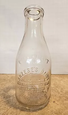 Quart Milk Bottle New Jersey NJ Manahawkin Anzese's Dairy James Columbia • $55