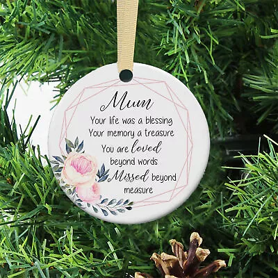 Mum Memorial Christmas Personalised Xmas Tree Bauble Floral Decor Gifts Granny • £7.98