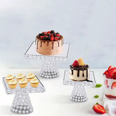 3Pcs Metal Cupcake Stand Cake Dessert Wedding Party Display Plate Set Sliver USA • $52.25