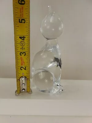 Vintage Murano 1986 Clear Crystal Glass Sitting Tall Cat Figurine • $9.50