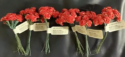Vintage Wangs Mini Artificial Roses Lot Of 6 X 12 = 72 RED Opalescent Satin NOS  • $14.99