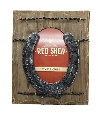 Red Shed Wooden Western Rustic Horseshoe & Barbwire Replica 5 X7  Picture Frame • $25