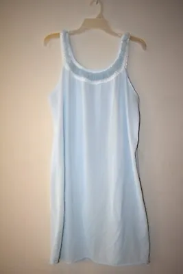 Vintage 60s/70s Sheer Nylon Blue Lace Trim Nightgown Sz 44 Unbranded Flaws • $9.99