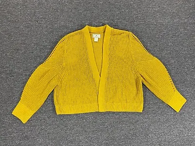 $11.04 • Buy Ruby Moon Sweater Womens Medium M Yellow Cowl Neck Cozy Knit Cardigan Mustard