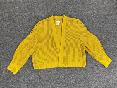 $11.04 • Buy Ruby Moon Sweater Womens Medium M Yellow Cowl Neck Cozy Knit Cardigan Mustard