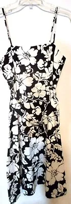 NW0T B Smart Cotton Blend Sundress Women's Size 10 Black White Zipper Sleeveless • $22.99