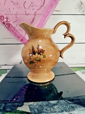 Vintage Hand Crafted Art Pottery Floral Pitcher • $8.99