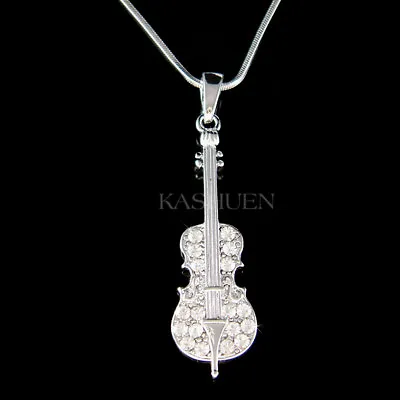 CELLO Made With Swarovski Crystal VIOLIN VIOLA Fiddle MUSIC Musical Necklace New • $43