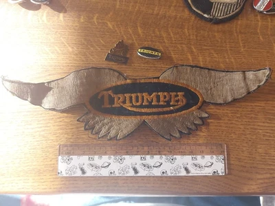£0.99 • Buy Vintage Triumph Motorcycle Patch Approx 20cm And 2 X Badges 