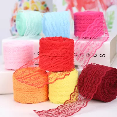 10 Yards Lace Ribbon 45MM Lace Trim DIY Embroidered For Sewing Decoration • $2.91